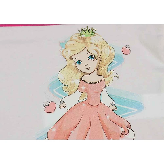 Rövid ujjú kislány póló hercegnős mintával